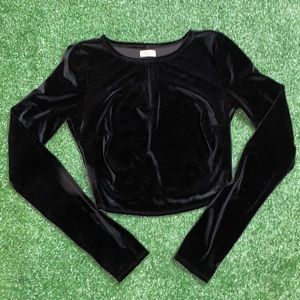 Hollister Black Velvet Long Sleeve Crop Top